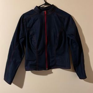 Clio. Size Junior Medium blue jacket with red stitching